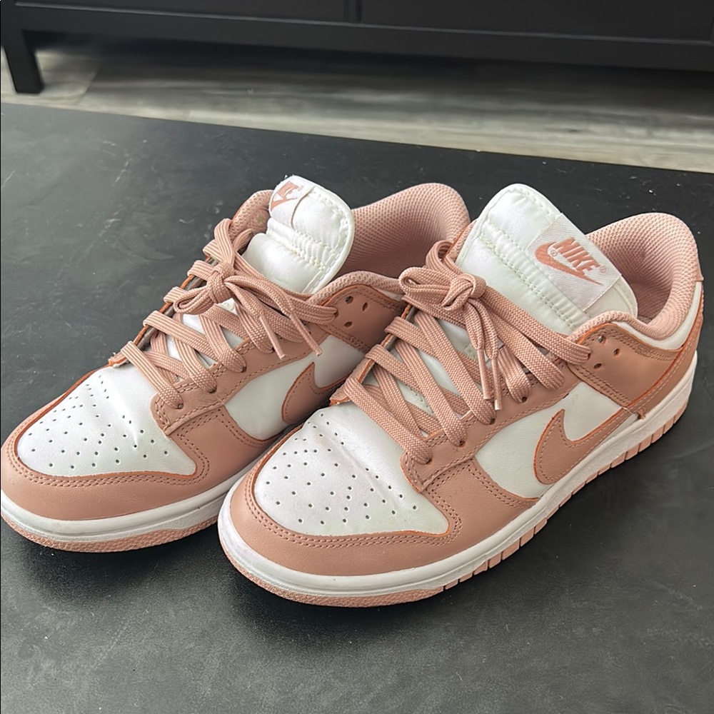 Nike Pink and White Low-Top Sneakers